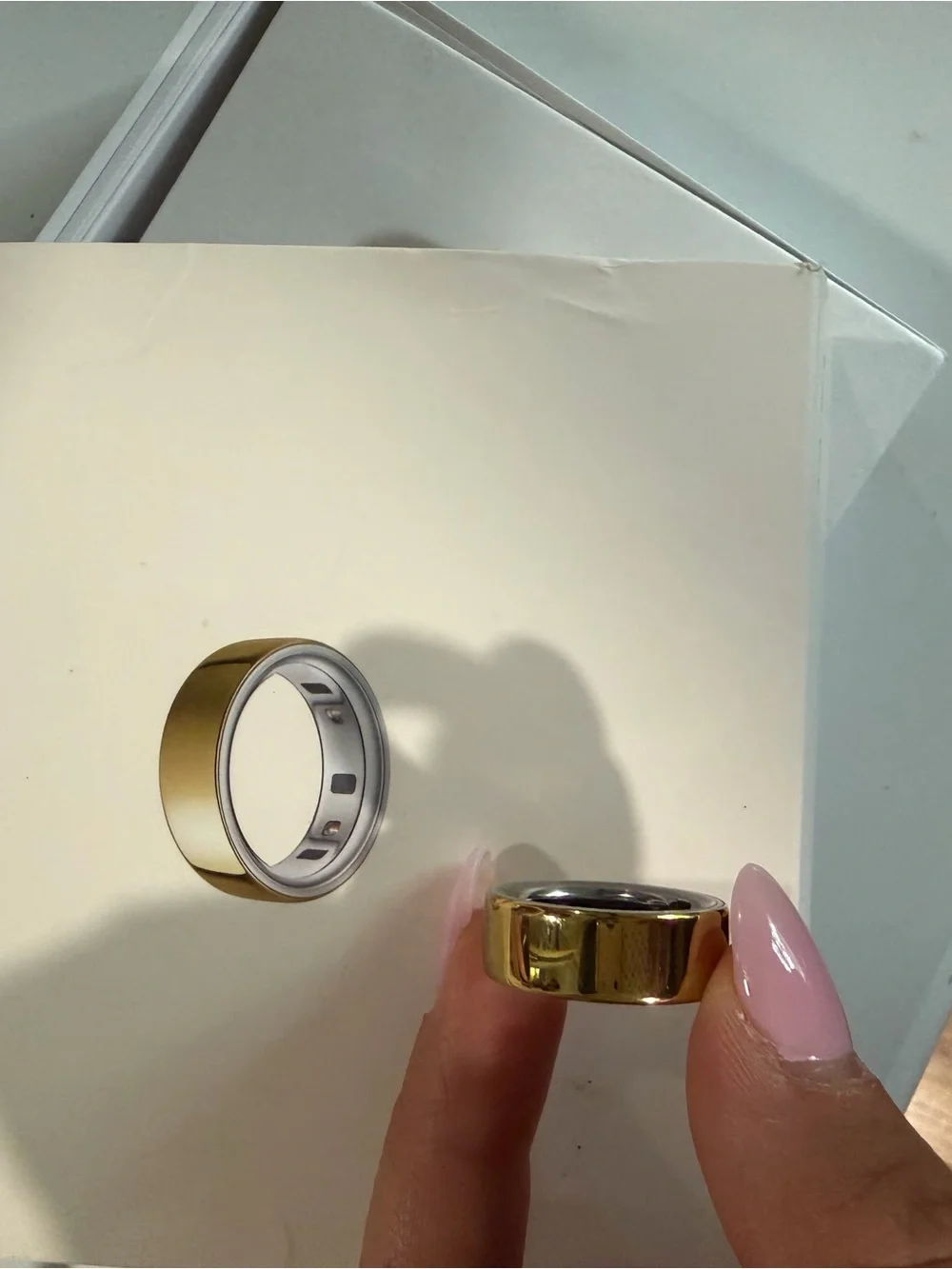 Oura Gold Tone Smart Ring with Silver Interior